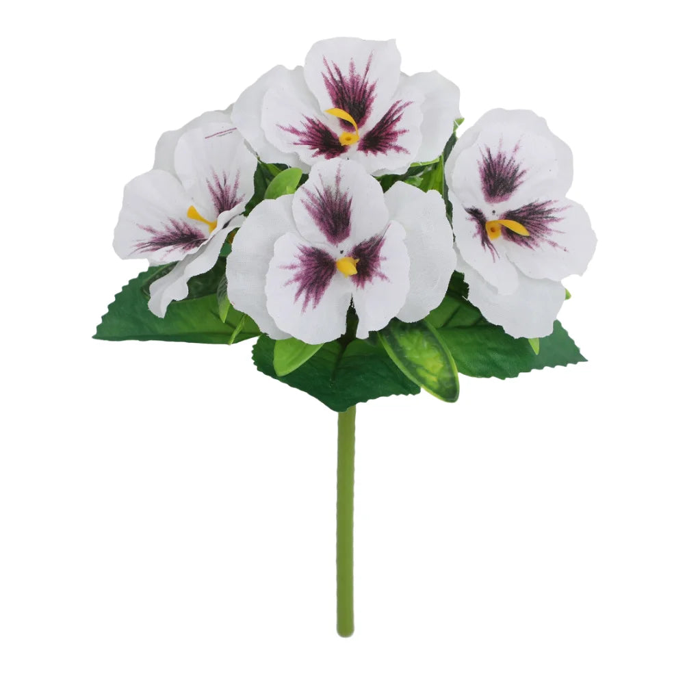 5 Heads Artificial Silk Pansy Orchid Flowers Bouquet Wedding Home
