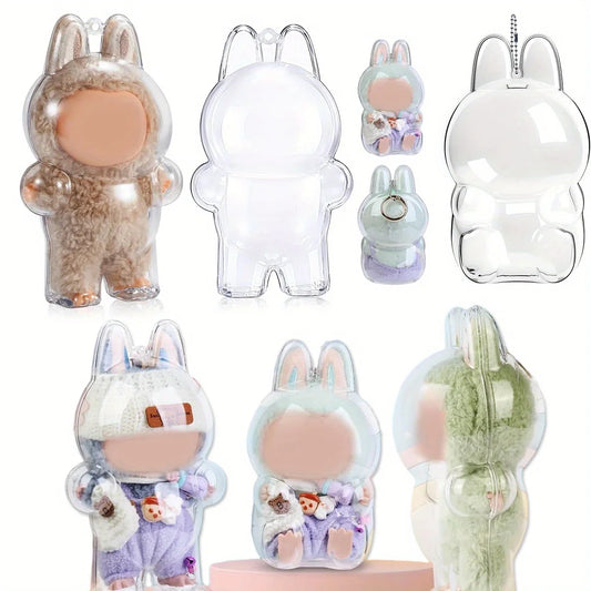 Clear Standing Display Case for Labubu Plush Figure Collector Collectible Display Case Peaceful Pleasures Health and Wellness