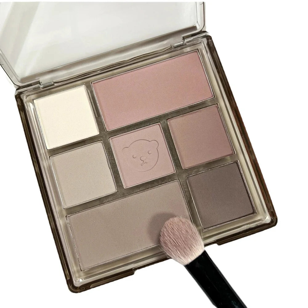 7-Color Korean Eyeshadow Palette | Matte Shimmer Glitter
