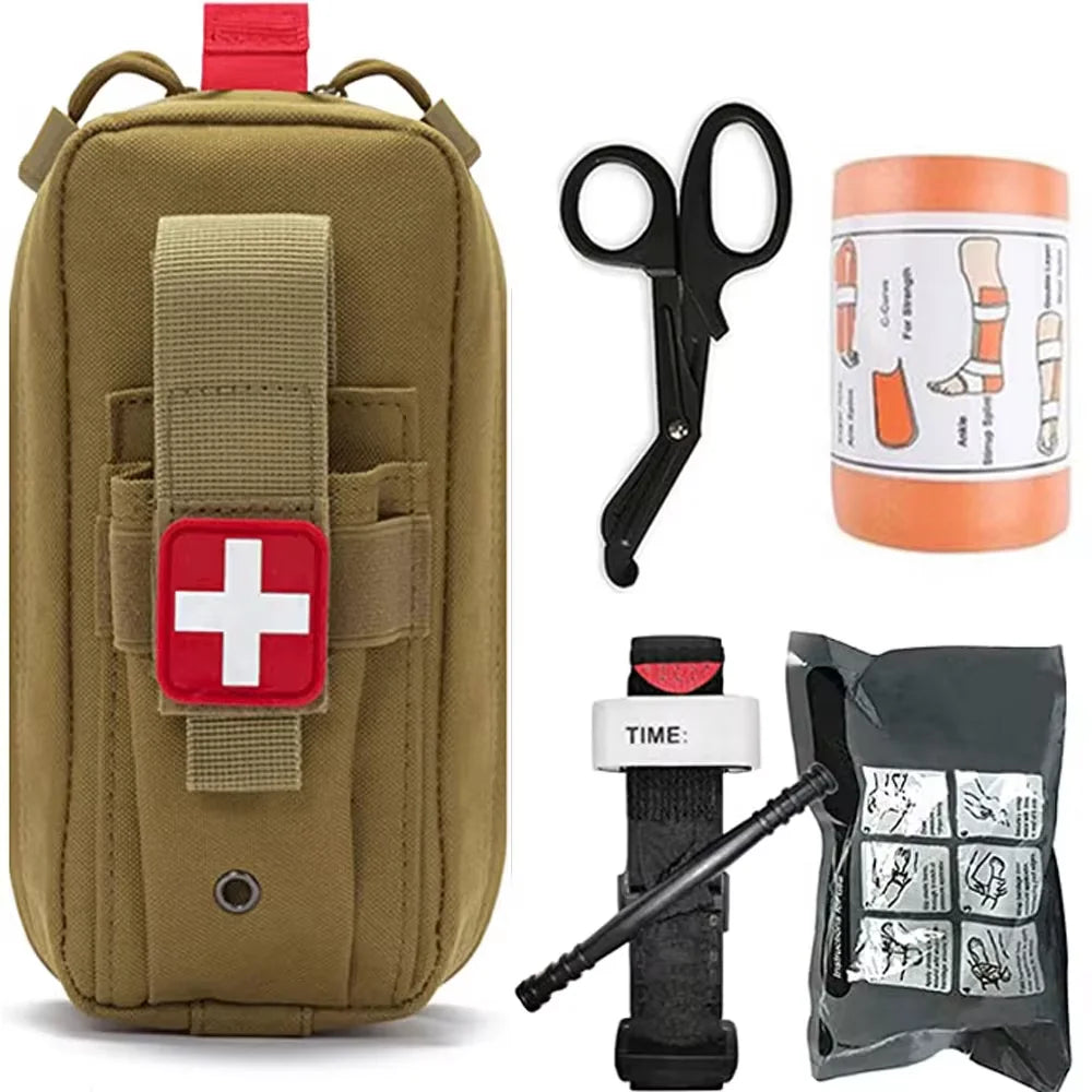 First Aid Kit Molle Survival Set Pouch Holder For Tourniquet medical splint Israeli bandages Camping Tools Emergency Hiking Kit Peaceful Pleasures Health and Wellness YELLOW