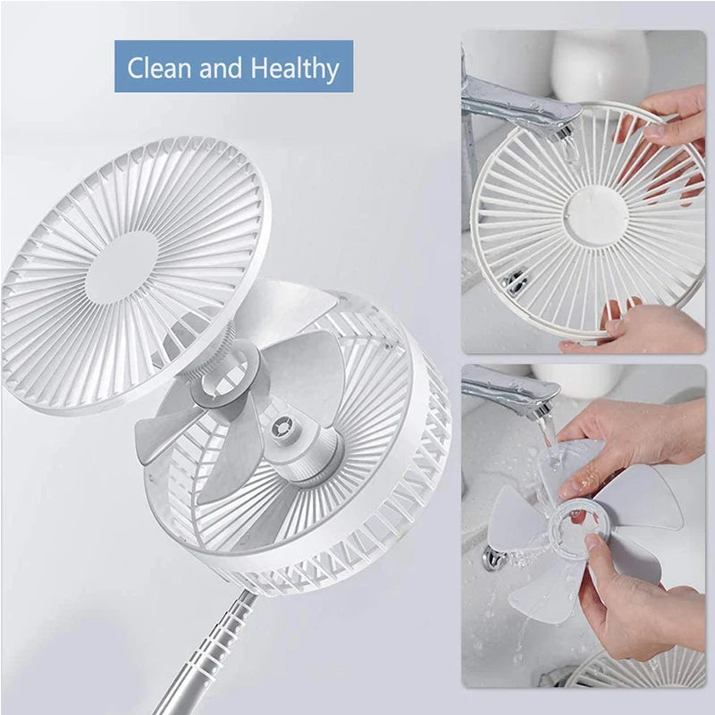 Outdoor Camping USB Charging Desk Fan Portable Rechargeable Fan 4 Speeds Silent Table Home Office Mini Fans Adjustment Height Peaceful Pleasures Health and Wellness