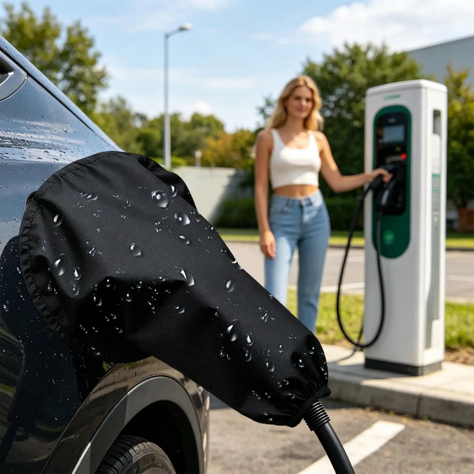 EV Charging Port Cover Magnetic Waterproof Dustproof Car Charger Rain Cover For Road Trip Outing Traveling Camping Outdoor Peaceful Pleasures Health and Wellness