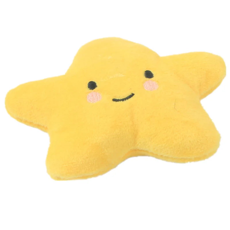 Pet Toys Plush Squeaky Toy Bite-Resistant Clean Dog Chew Puppy Training Toy Soft Banana Bone Vegetable Fruit Pet Supplies DC05 Peaceful Pleasures Health and Wellness Yellow pentagram