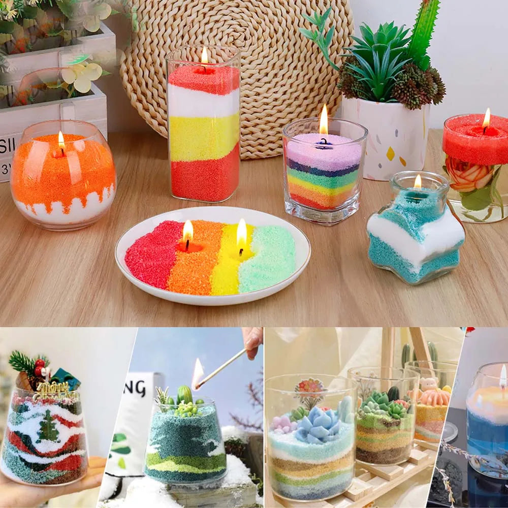 DIY Pearl Candle Sand Kit – 10 Colors, 200g & 20 Wicks