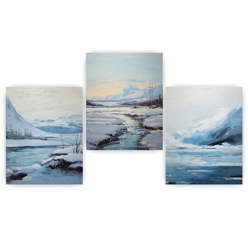Blue Ice Winter Mountain Canvas Wall Art | Nordic Landscape Print Canvas Wall Art Peaceful Pleasures Health and Wellness 01 40x60cm No Frame China Mainland