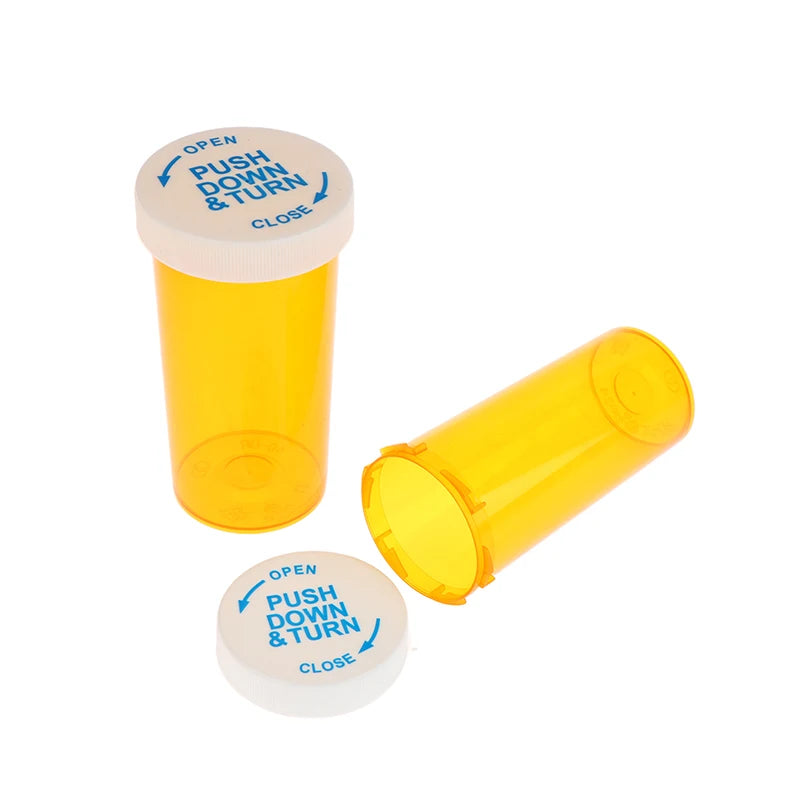 5Pcs Plastic Medicine Pill Bottles With Child Resistant Caps Medicine Containers Travel Pill Vials - 6/8/13/16/20/30/40/60 Dram Peaceful Pleasures Health and Wellness