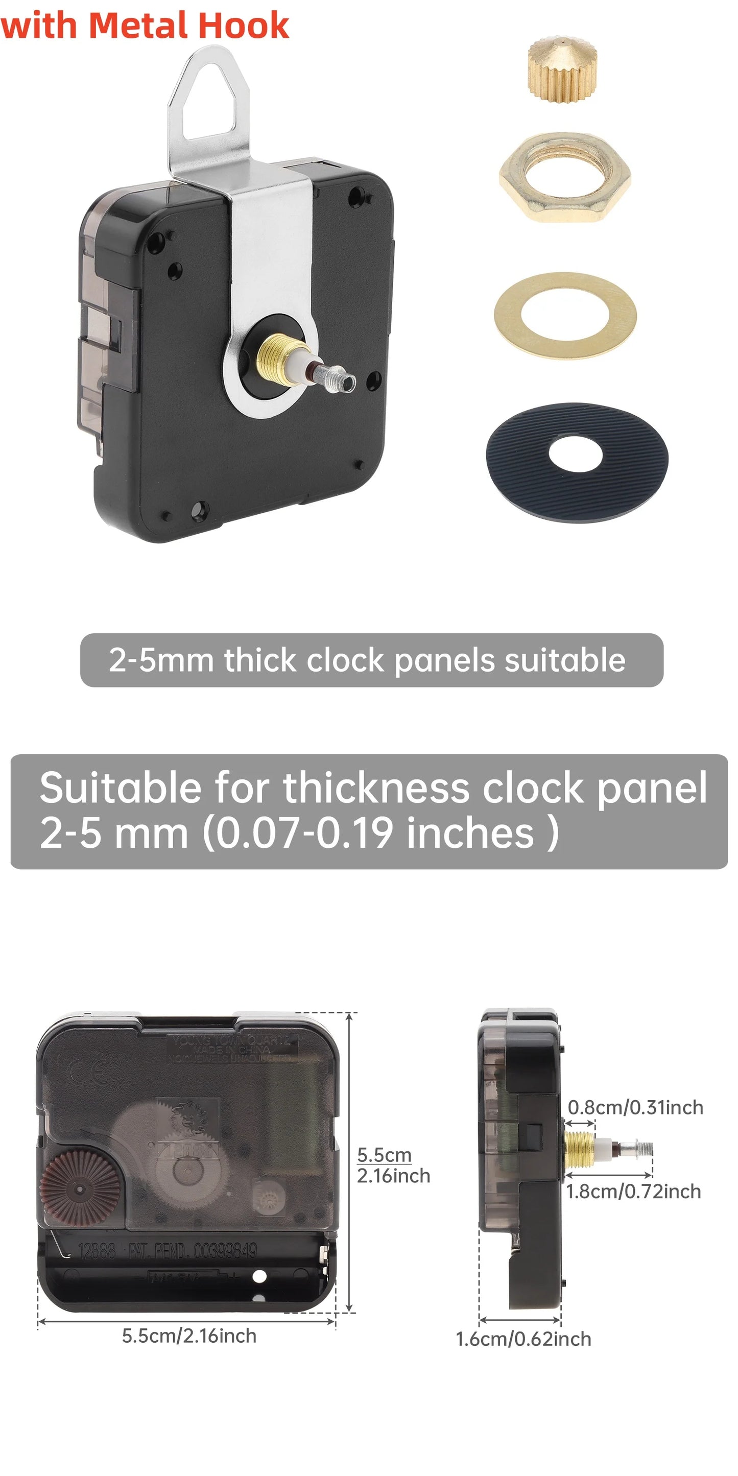 Quartz Battery Operated Silent Wall Clock Movement Mechanisms for DIY / Repair, Clock Parts Replacement Peaceful Pleasures Health and Wellness 18.5mm ClockMovement China Mainland
