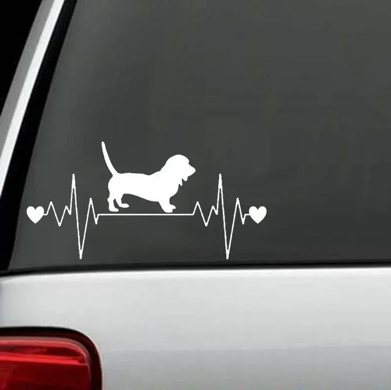 20.3cm*10.2cm Basset Hound Heartbeat Lifeline Window Bumper Car Sticker Decal Dog Peaceful Pleasures Health and Wellness