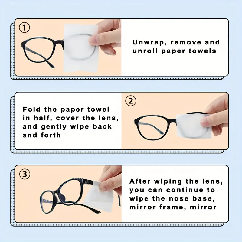 100 Disposable Eyeglass Cleaning Wipes | Anti-Fog Lens Wipes