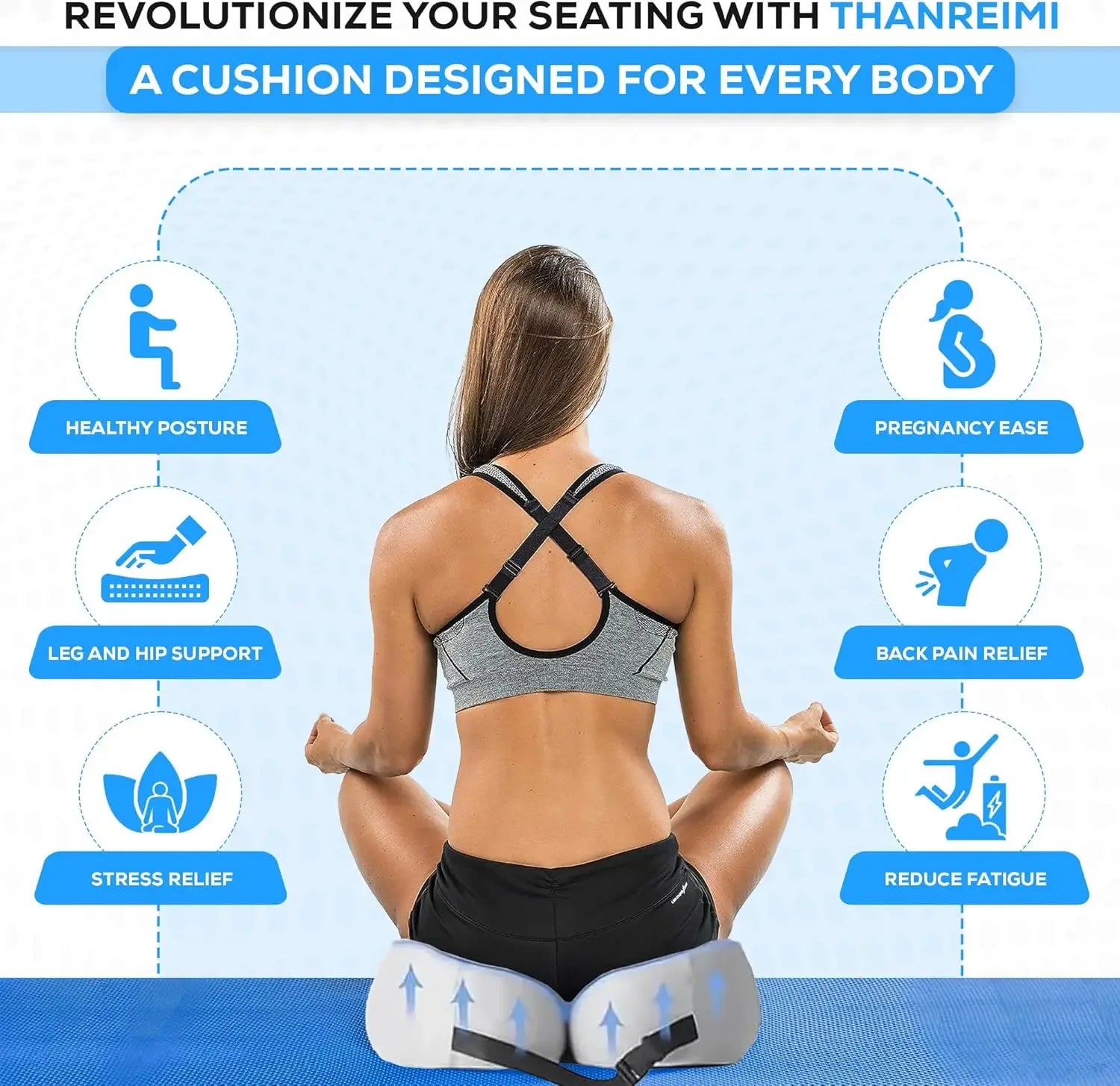 Ergonomic Memory Foam Seat Cushion for Coccyx Pain Relief, Car and Office Use, Breathable Design Peaceful Pleasures Health and Wellness
