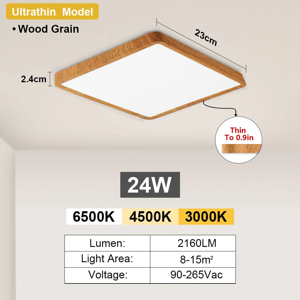 Square Modern LED Ceiling Light 24W–36W | Living & Bedroom