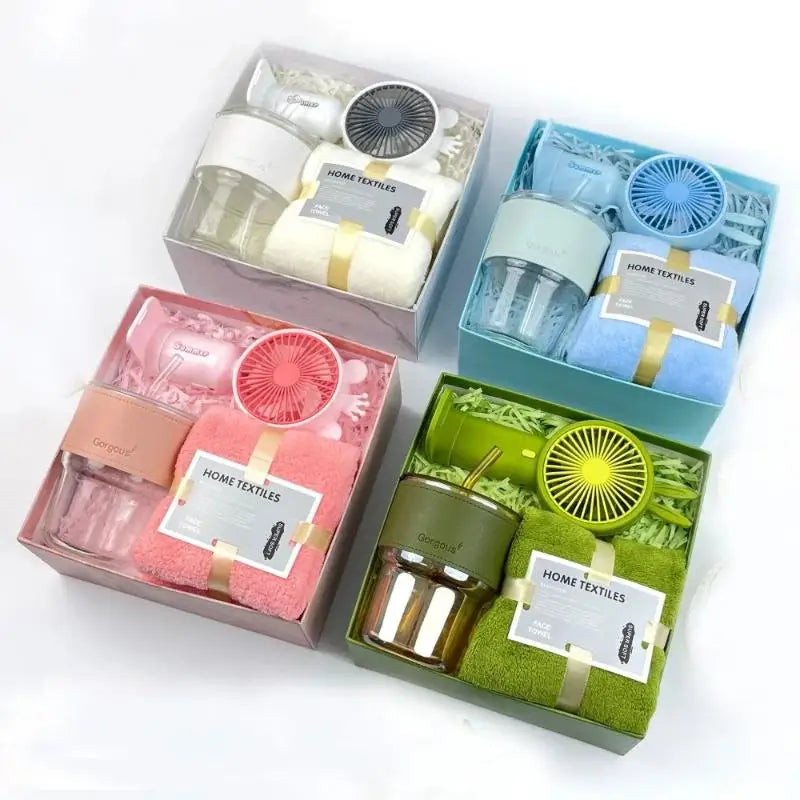 Green Gift Set – Glass Tumbler, Soft Towel & UPF 50+ Sun