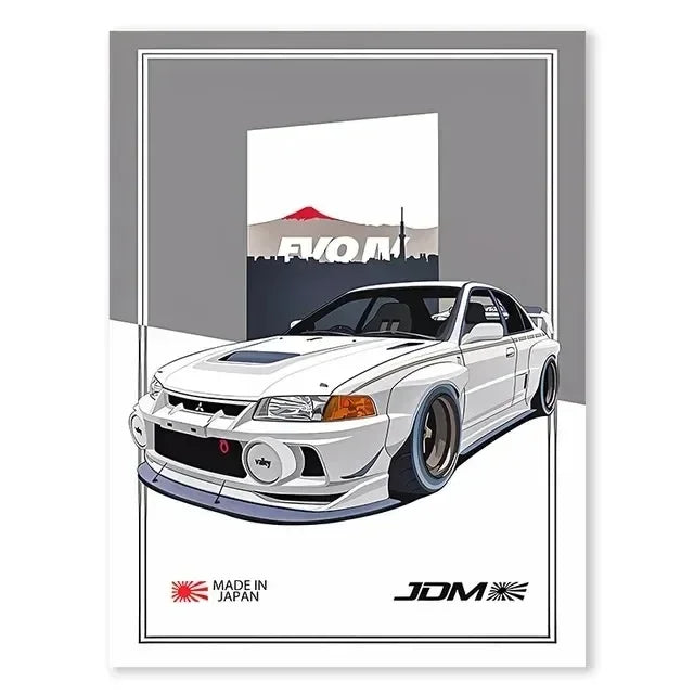 JDM GTR Sports Car Canvas Wall Art Poster | Boys Room Decor