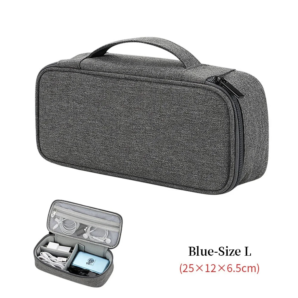 Large Capacity Travel Gadget Organizer, Multi-layer Electronics Accessory Pouch for Portable Charger, Cables, Hard Drive, Phone Peaceful Pleasures Health and Wellness Dark Gray-Size L