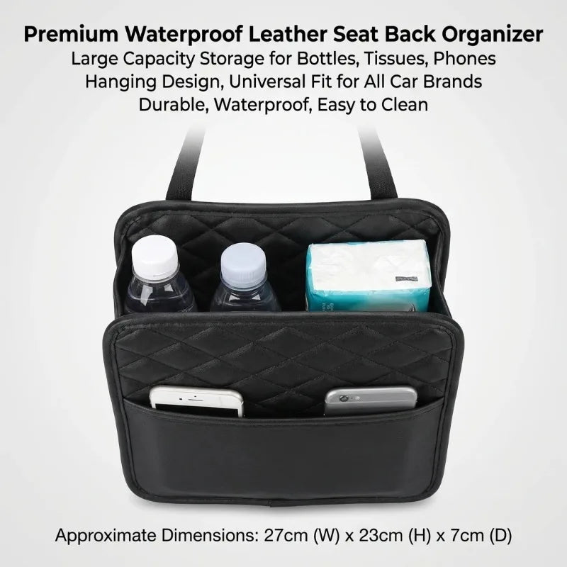 Leather Car Seat Back Organizer | Waterproof Multi-Pocket Bag Car Seat Organizer Peaceful Pleasures Health and Wellness