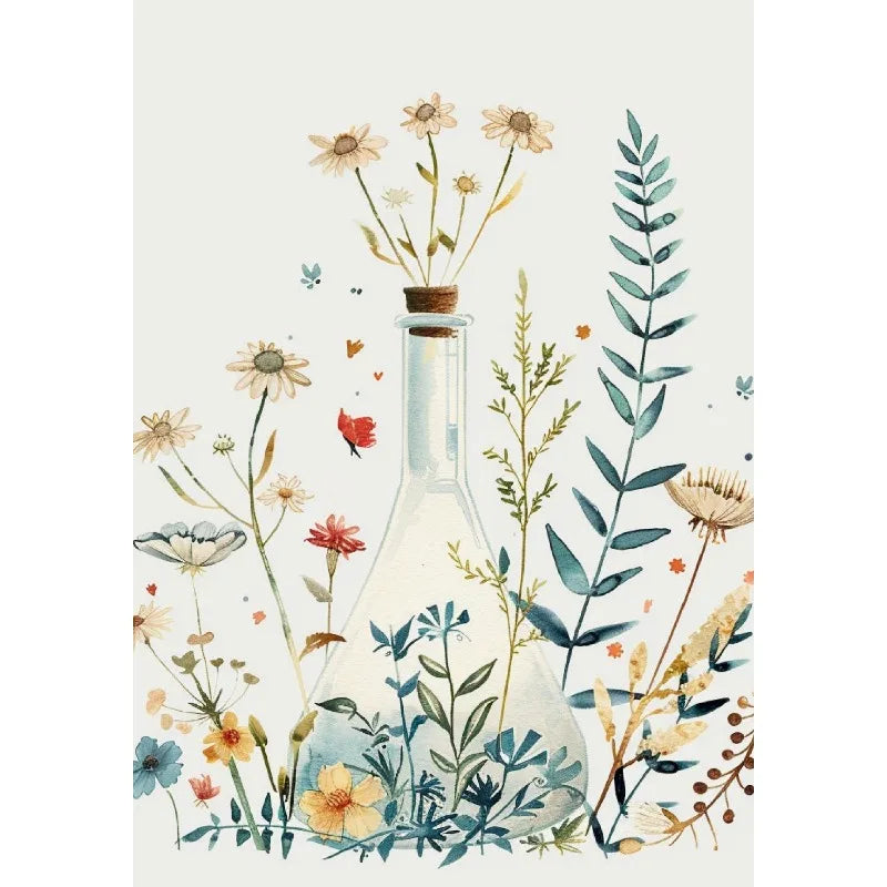 Retro Science Microscope Botanical Canvas Wall Art Poster Print Canvas Wall Art Peaceful Pleasures Health and Wellness 3 50x70cm Unframed