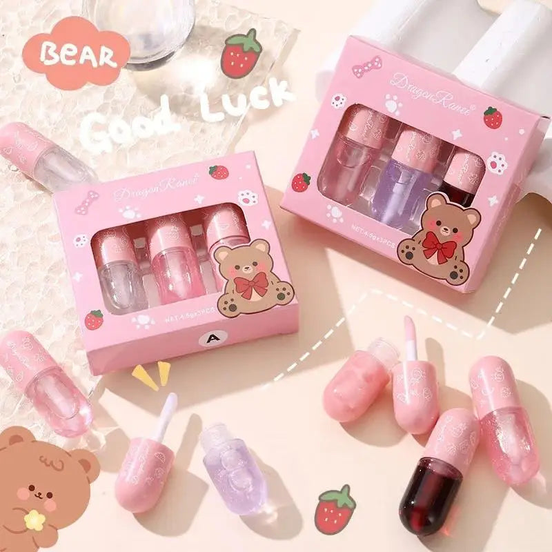 Dragon Ranee Pearly Lip Gloss Set – Mirror Glaze Lip Oil, 3pc