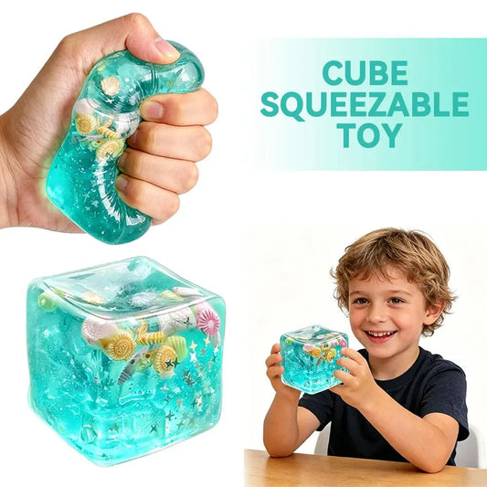 Ocean Cube Squishy Fidget Toy – Sea Shell Sensory Cube Fidget Sensory Toy Peaceful Pleasures Health and Wellness