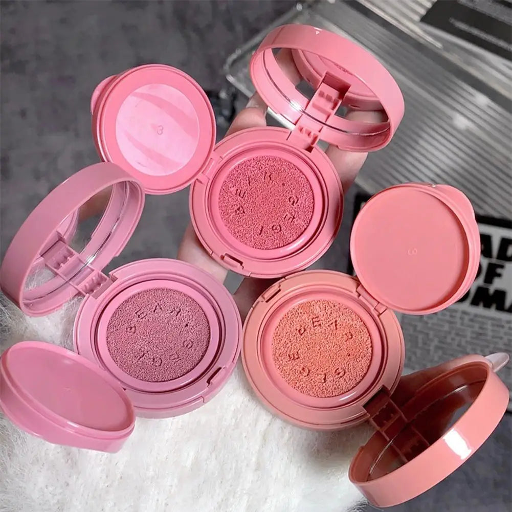 Peach Cushion Blush Natural Pure Pink Orange Hydrating Matte Blush Lasting Moisturizing Face Rouge Disc With Air Cushion Mirror Peaceful Pleasures Health and Wellness
