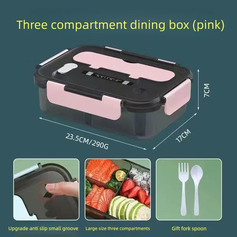 Transparent Lunch Box for Kids Food Storage Container with Lids Leak-Proof Microwave Food Warmer Snacks Bento Box Japanese Style Peaceful Pleasures Health and Wellness High quality pink 1500ML