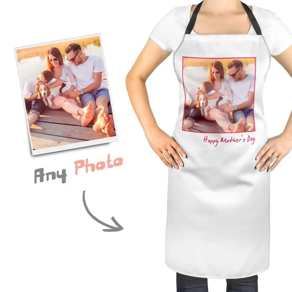 Custom Photo Apron for Mom Dad Grandma Personalized Funny Kitchen Apron with Picture Chef Cooking Gift for Mother s Day Peaceful Pleasures Health and Wellness Mother M