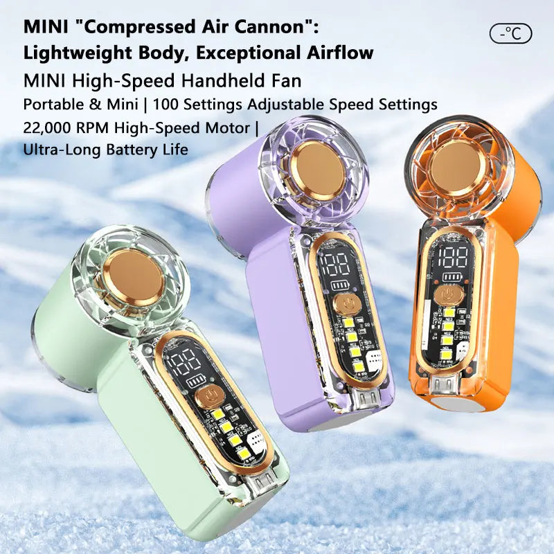 High Speed Small Fan USB Rechargeable Portable Handheld Strong Wind Pocket Fan Violent Air Cannon High Speed Turbo Fan Peaceful Pleasures Health and Wellness