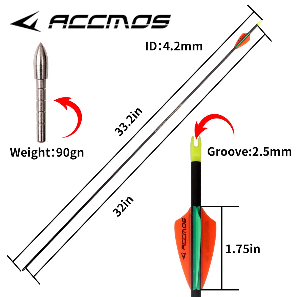 6 12 Arrow Pure Carbon ID4 Spine 300 1500 Shaft Bow Shooting Archery