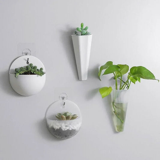 Wall Hanging Flower Pot with Hook | Modern Plant Wall Vase Wall Mounted Planter Peaceful Pleasures Health and Wellness
