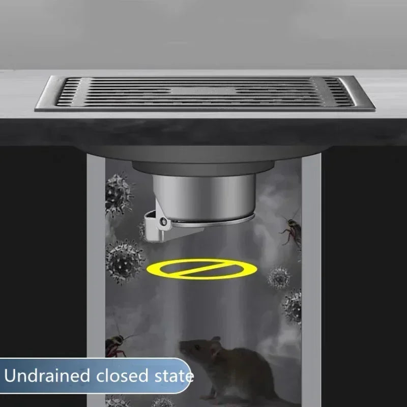 10cm Square Stainless Steel Floor Drain | Anti-Odor Cover