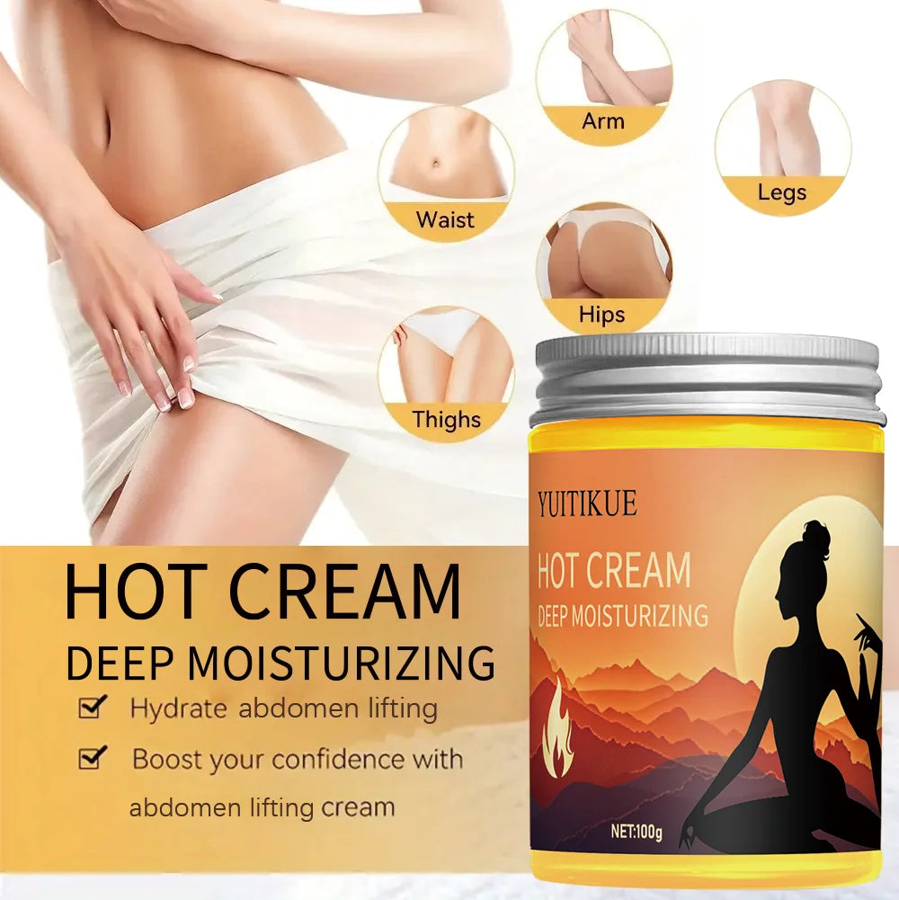 YUITIKUE Hot Cream 100g - Turmeric & Mint Heating Formula, Firms & Lifts Abdomen, Arms, Legs, Fast Absorbing, Confidence Boost Peaceful Pleasures Health and Wellness
