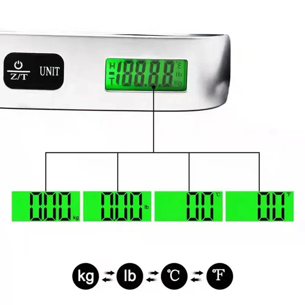 50kg Portable Hanging Scale Electronic Hand Luggage Scale Digital Display Suitcase 110lb Travel Baggage Bag Weighing Tools Peaceful Pleasures Health and Wellness