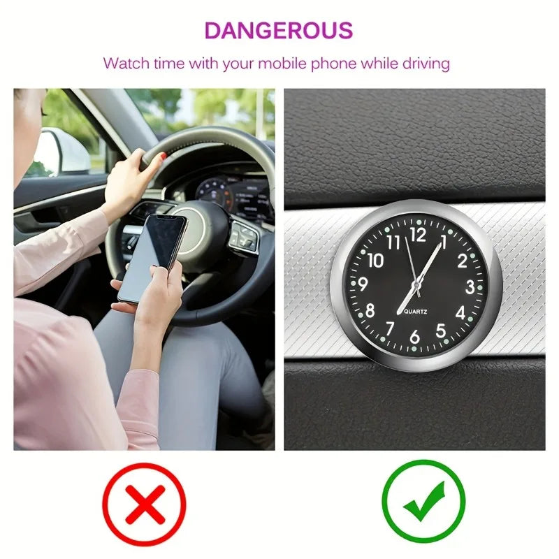 1pc Glow Decorative Clock Car Clock Mini Quartz Analog Car Dashboard Time Stick-On Clock Watch for Car Decoration Exclusive Peaceful Pleasures Health and Wellness