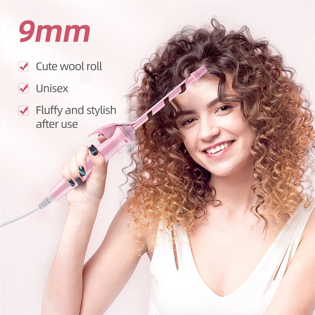 9mm Mini Hair Curling Iron Hair Curler Wand Professional Curly Tongs Ceramic Electric Salon Styling Tool Small Crimping Iron Peaceful Pleasures Health and Wellness