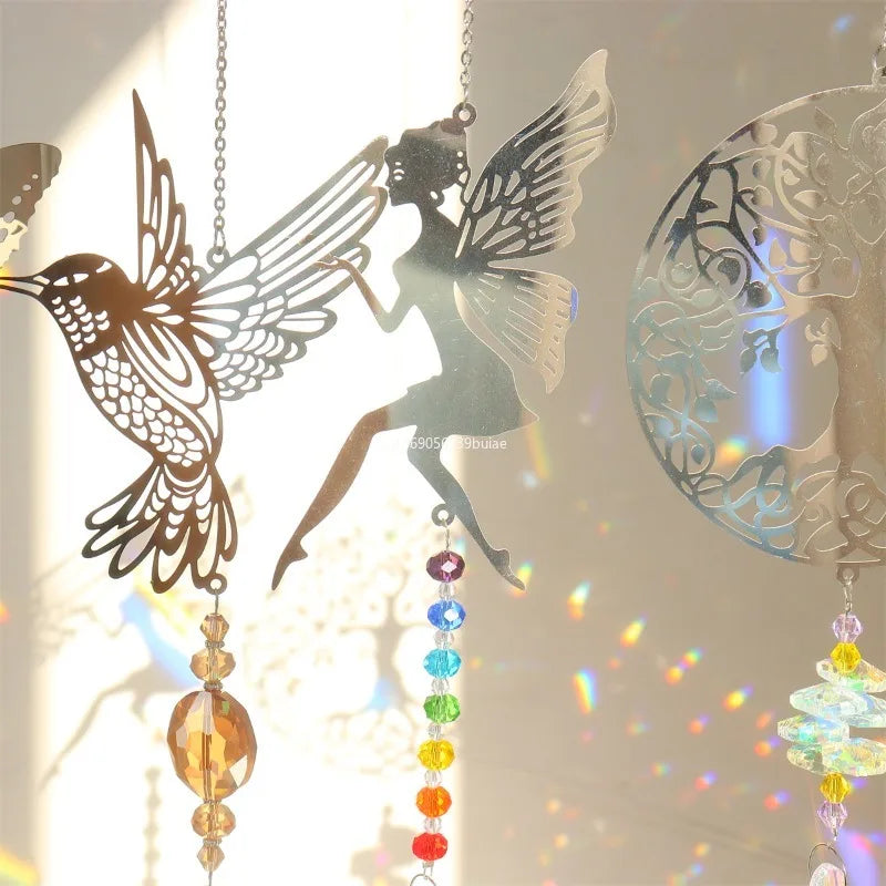 Hummingbird Animal Shaped Metal Sun Catcher Pendant Simple and Creative Home Homestay Bedroom Wall Atmosphere Decoration Peaceful Pleasures Health and Wellness