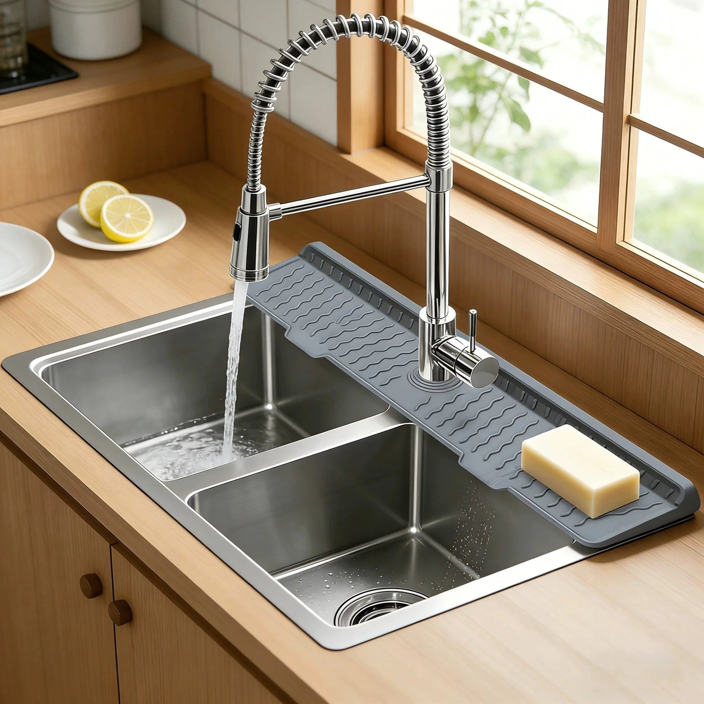 Silicone Kitchen Sink Faucet Mat – Long Splash Guard