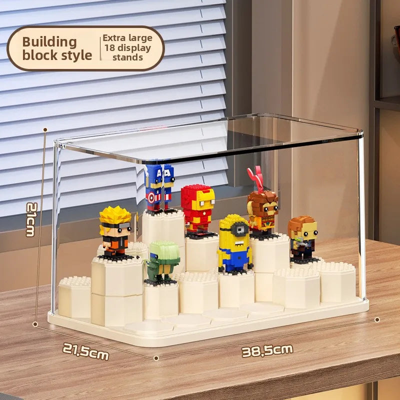 Modular Blind Box Display Case - Clear Dust-Proof Showcase for Anime Figures Customizable DIY Shelving System Multi-Size Options Peaceful Pleasures Health and Wellness Block model XL