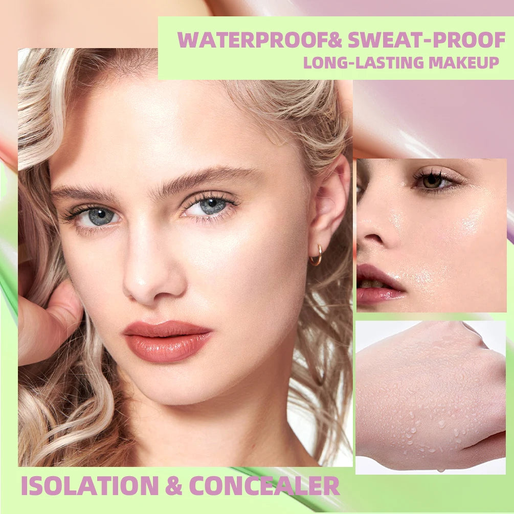 QIBEST Three Color Liquid Concealer Mixed Isolation Lotion Makeup Invisible Pore Moisturizing Bright Skin Face Primer Foundation Peaceful Pleasures Health and Wellness