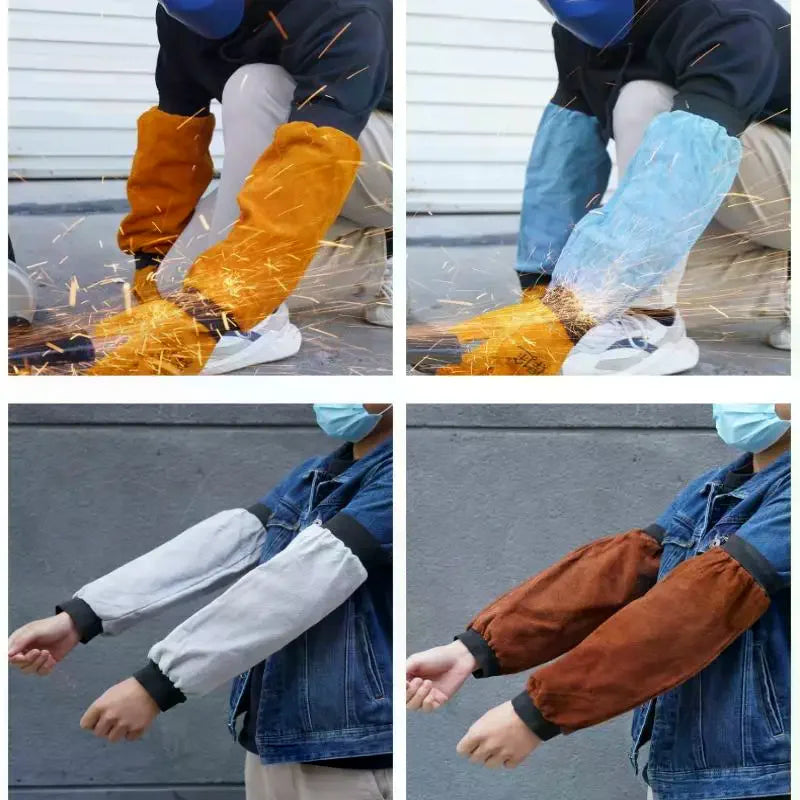 PU Leather Welding Sleeves | Heat Resistant Arm Guards, 1 Pair