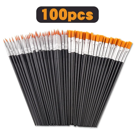 100-Piece Paint Brush Set – Oil, Acrylic & Watercolor Nylon Paint Brush Set Oasis Select