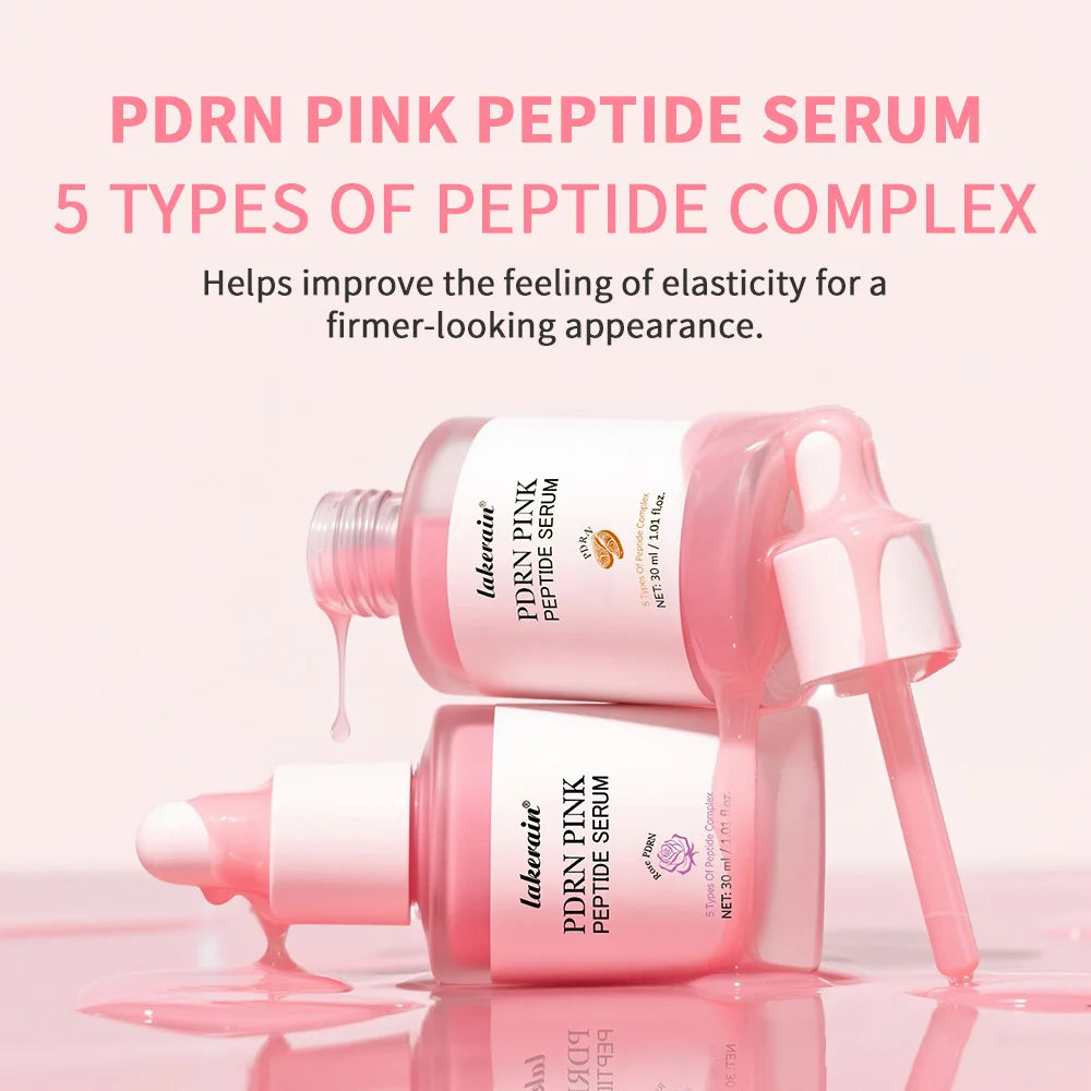 Lakerain Pink Peptide Serum Even-looking Skin Tone Dark Care Long-Lasting Hydration Low-Irritation Formula Firming Adenosine Peaceful Pleasures Health and Wellness