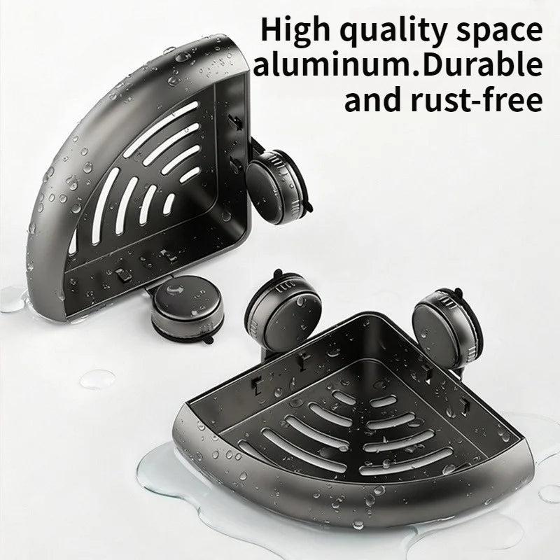 No-Drill Suction Cup Shower Shelf | Aluminum Bathroom Rack