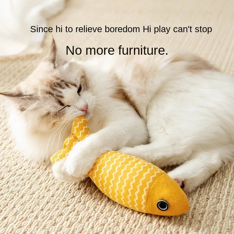 Catnip Fish Kick Toy for Cats – Chewing & Teething Plush Catnip Cat Toy Peaceful Pleasures Health and Wellness