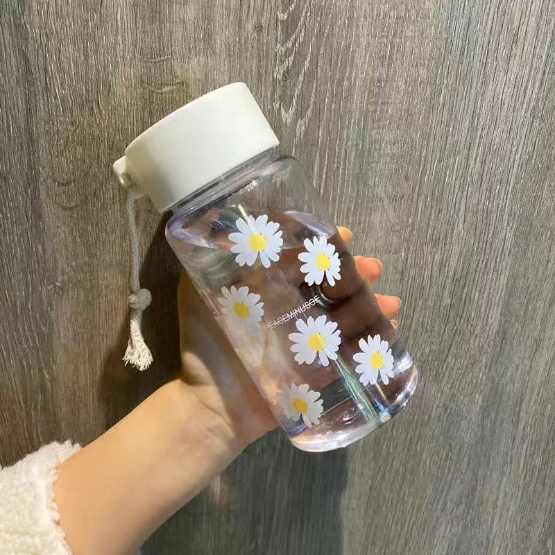 Daisy 500ml BPA-Free Reusable Leakproof Water Bottle Reusable Water Bottle Peaceful Pleasures Health and Wellness Transparent-6 Flower 400ml