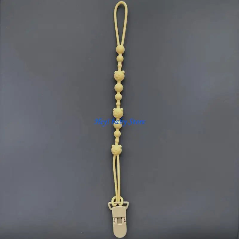 Bear Pattern Silicone Baby Pacifier Clip Chain | Safe Soother