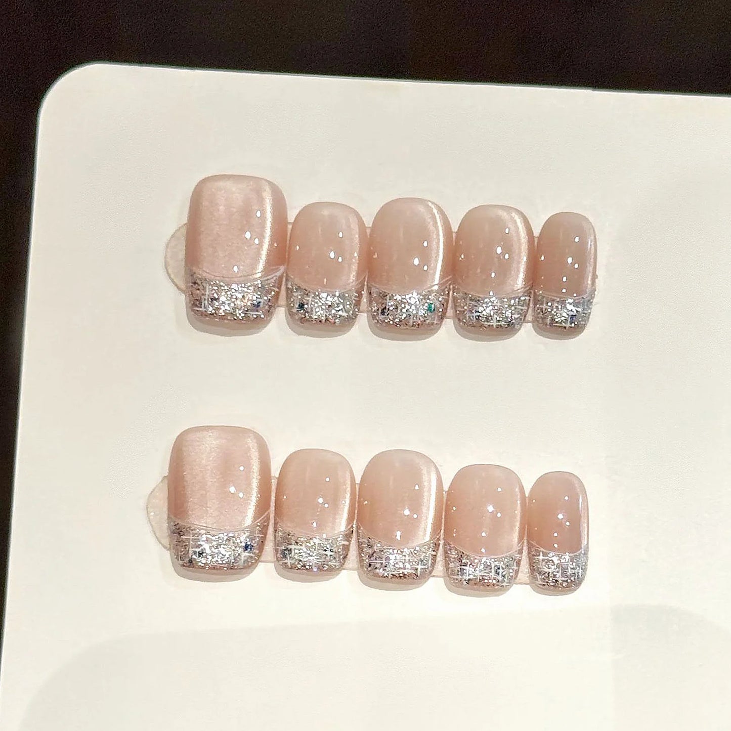 10pcs French Press On Nails | Cat's Eye Diamond Design