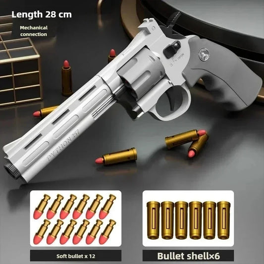 Magnum ZP5 357 Automatic Rapid Fire Soft Dart Blaster with Multiple Safe Foam Darts Outdoor Action Play Set for Kids and Adults Peaceful Pleasures Health and Wellness Grey-28cm