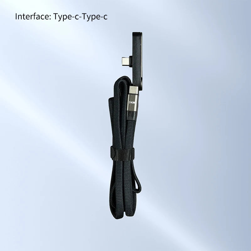 240W USB-C Fast Charging Cable with Foldable Phone Stand