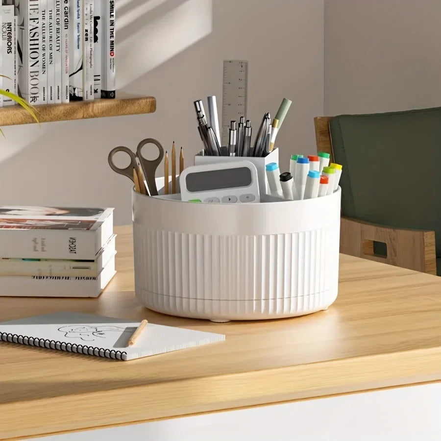 360° Rotating Pen & Pencil Holder – 5-Slot Desk Organizer