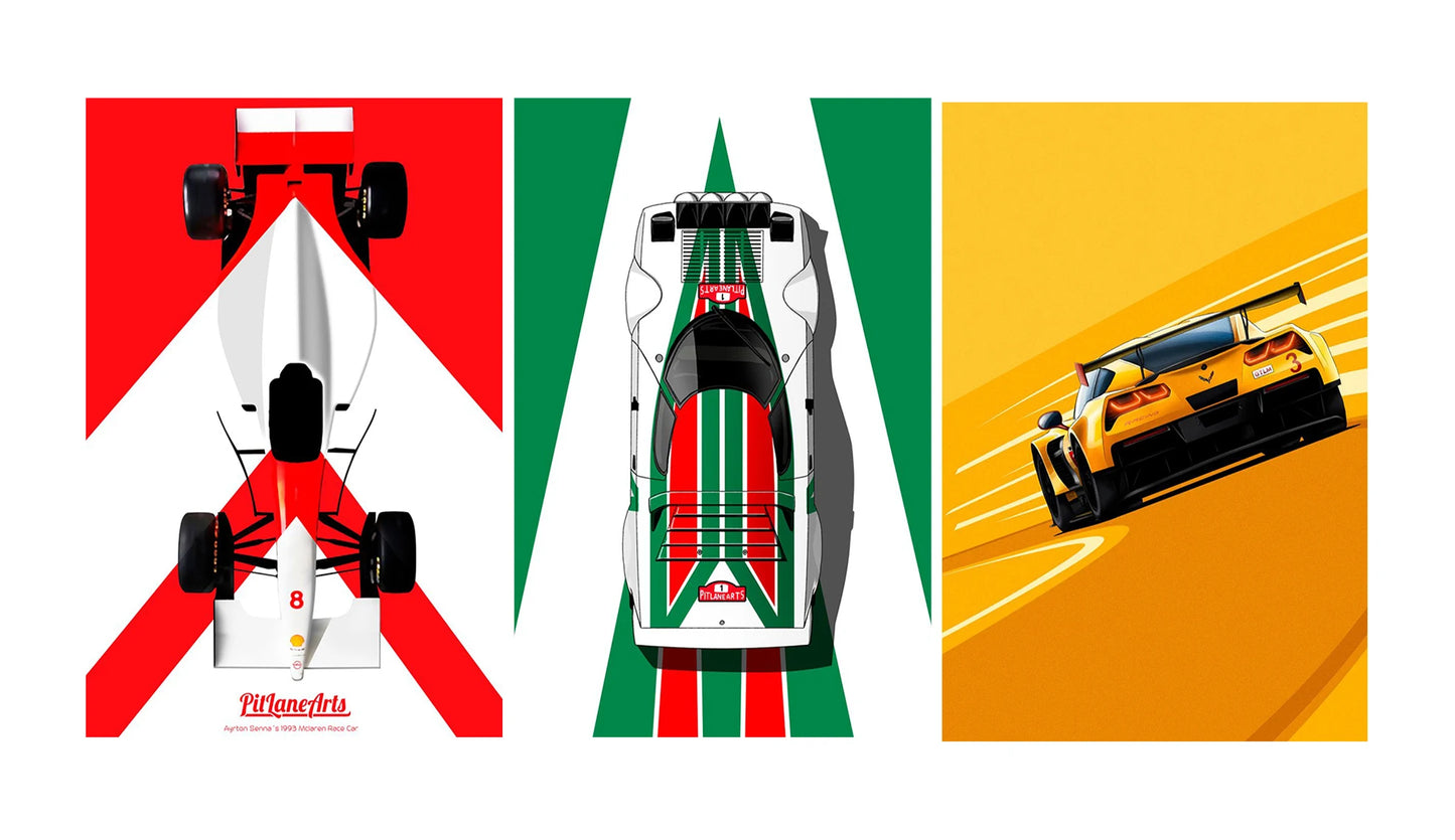 Cartoon Racing Car Canvas Wall Art | Boys Room Motorsport Decor