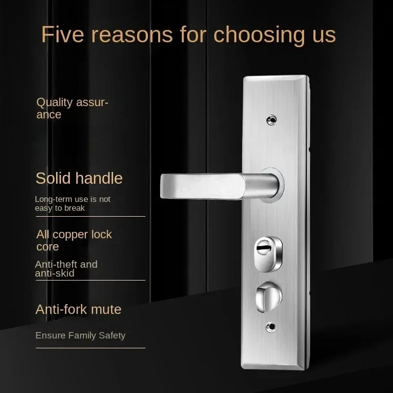 Anti-Theft Door Lock Set – Stainless Steel Handle & Keys